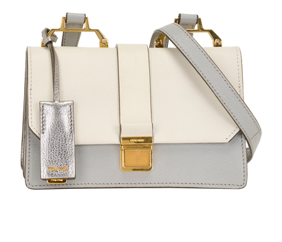 Madras Crossbody, &pound;350, Handbags, Grey/Silver/White, Leather, Front view